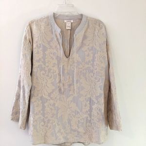 Sundance Embroidered Cream and Beige Tunic